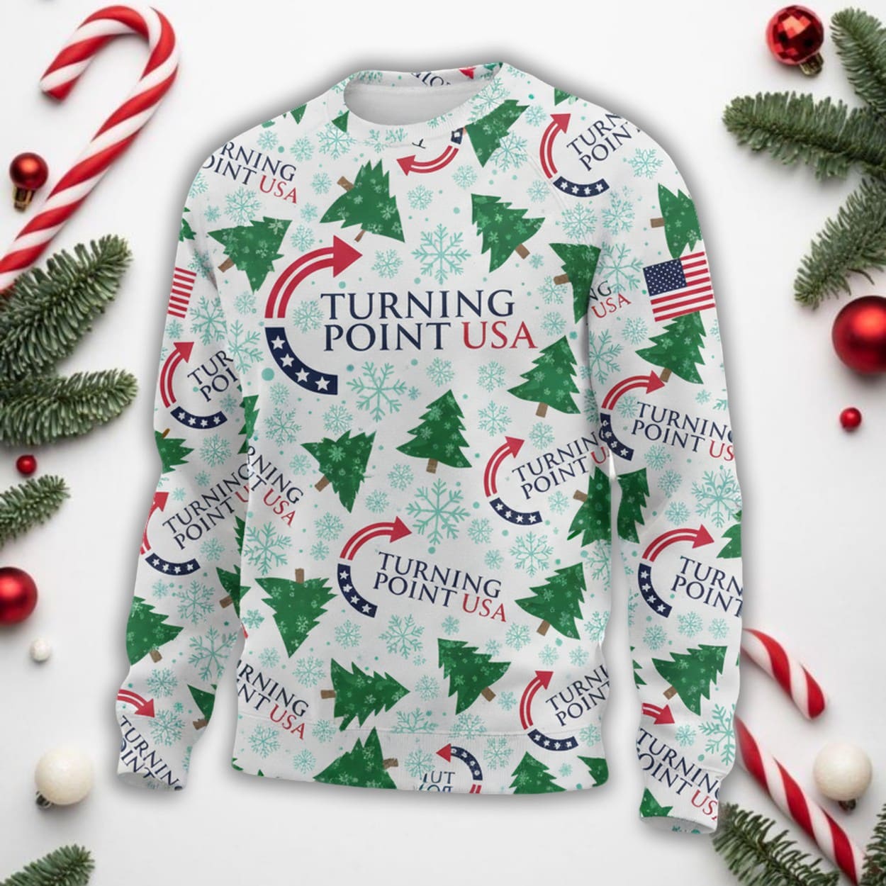 Charlie Kirk Turning Point USA Ugly Christmas Sweater